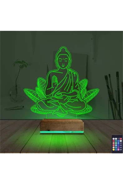 Kirppi 3d Lamba Lotus Çiçeği Yoga Masa Gece Lambası - 6