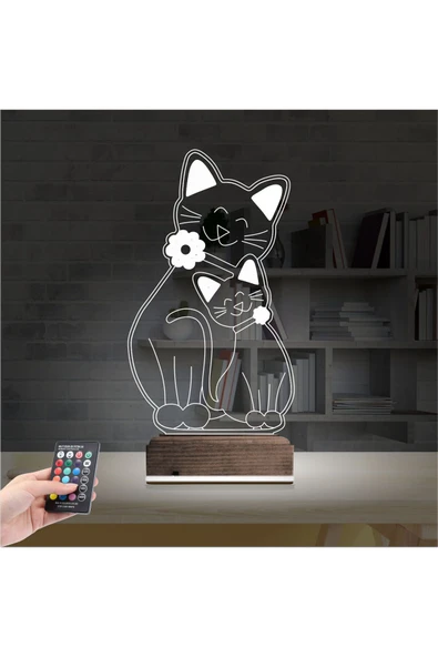 Kirppi 3d Lamba Sevimli Kedi Masa Gece Lambası - 2