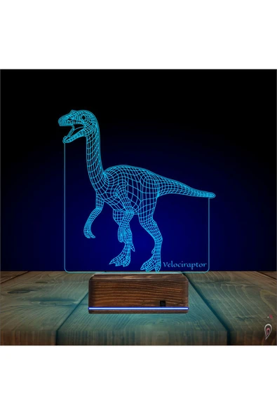Kirppi 3d Lamba Dinozor Velociraptor Masa Gece Lambası - 4