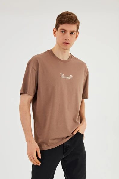 Leo Erkek Oversize Tshirt %100 Pamuk Bisiklet Yaka Baskı Detaylı Basic Tişört ürün görseli