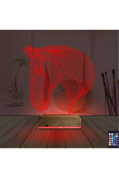 Kirppi 3d Lamba At Tasarım V2 Masa Gece Lambası - 7