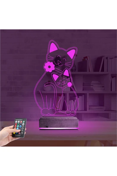 Kirppi 3d Lamba Sevimli Kedi Masa Gece Lambası - 4