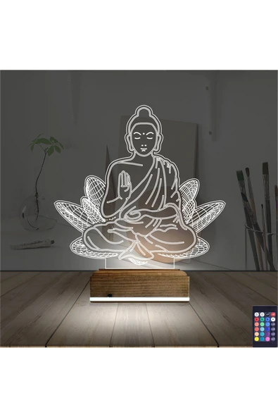 Kirppi 3d Lamba Lotus Çiçeği Yoga Masa Gece Lambası - 2
