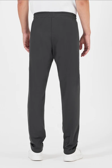 Erkek Antrasit Standart Fit Normal Kesim Düz Paça Cep Fermuarlı Rahat Jogger Eşofman Altı - 6