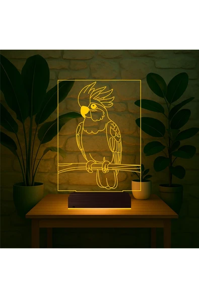 Kirppi 3d Lamba Kakadu Papağan Pet Shop Masa Gece Lambası - 1