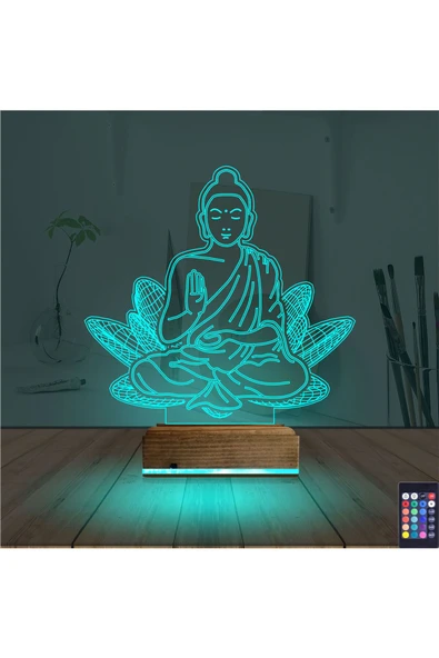 Kirppi 3d Lamba Lotus Çiçeği Yoga Masa Gece Lambası - 3