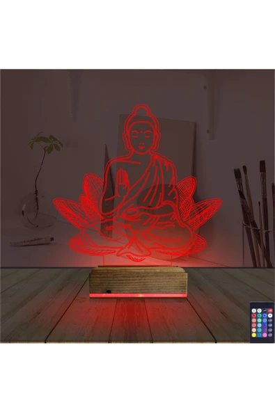 Kirppi 3d Lamba Lotus Çiçeği Yoga Masa Gece Lambası - 7