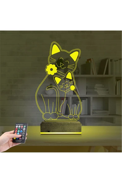 Kirppi 3d Lamba Sevimli Kedi Masa Gece Lambası - 5