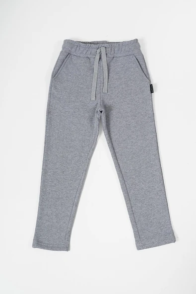 Siyah-Antrasit Kalın Pamuklu Beli Lastikli Yan Cepli 2'li Erkek Çocuk Eşofman Altı - Resim 9