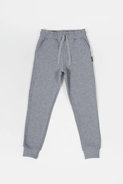 Gri Kalın Pamuklu Beli ve Paçası Lastikli Cepli 5-6-7-8-9-10-11-12 Yaş Kız Çocuk Eşofman Altı ürün görseli