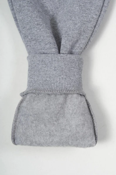 Gri Kalın Pamuklu Beli ve Paçası Lastikli Cepli 5-6-7-8-9-10-11-12 Yaş Kız Çocuk Eşofman Altı - Resim 4