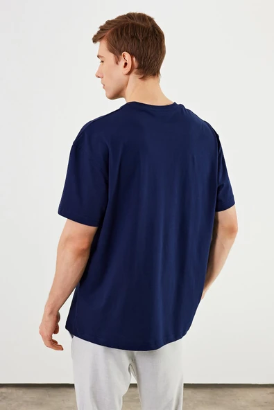 Leo Erkek Oversize Tshirt %100 Pamuk Bisiklet Yaka Baskı Detaylı Basic Tişört MTLCE85 - 7