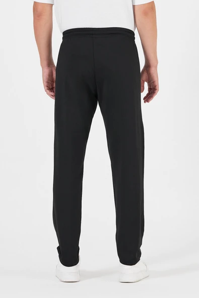 Erkek Siyah Standart Fit Normal Kesim Düz Paça Cep Fermuarlı Rahat Jogger Eşofman Altı - 6