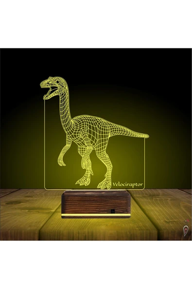 Kirppi 3d Lamba Dinozor Velociraptor Masa Gece Lambası - 7