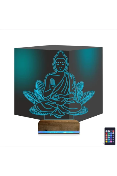 Kirppi 3d Lamba Lotus Çiçeği Yoga Masa Gece Lambası - 1