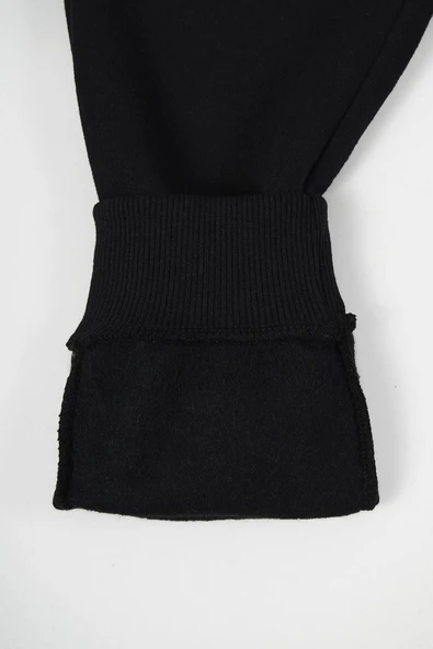 Siyah Kalın Pamuklu Beli ve Paçası Lastikli Cepli 5-6-7-8-9-10-11-12 Yaş Erkek Çocuk Eşofman Altı MTLCC99-Siyah - Resim 4