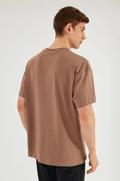 Leo Erkek Oversize Tshirt %100 Pamuk Bisiklet Yaka Baskı Detaylı Basic Tişört - Resim 7