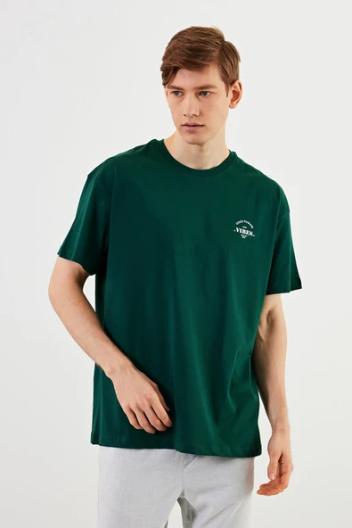 Leo Erkek Oversize Tshirt %100 Pamuk Bisiklet Yaka Baskı Detaylı Basic Tişört MTLCE77 - Resim 5
