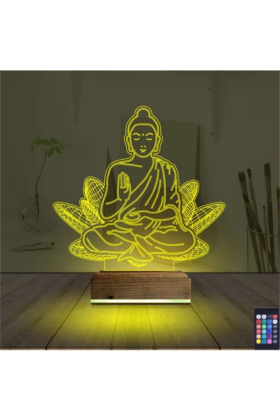 Kirppi 3d Lamba Lotus Çiçeği Yoga Masa Gece Lambası - 5