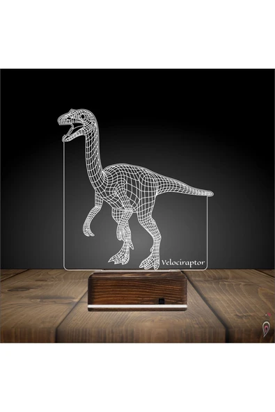 Kirppi 3d Lamba Dinozor Velociraptor Masa Gece Lambası - 2