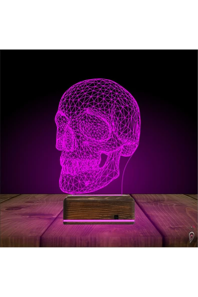 Kirppi 3d Lamba Kuru Kafa İskelet Masa Gece Lambası - 5