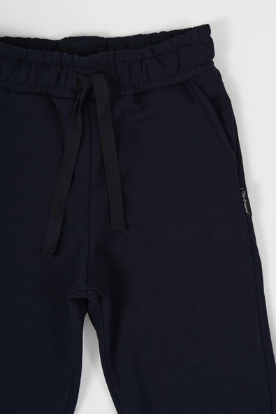 Siyah-Antrasit Kalın Pamuklu Beli ve Paçası Lastikli Cepli 2'li Erkek Çocuk Eşofman Altı MTLCC99 - Resim 10