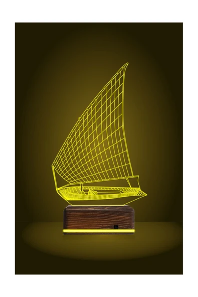 TahtaModa 3d Ilizyon Led Lamba Masa Gece Lambası 16 Renk Kumandalı Denizci Yelkenli Gemi - 7