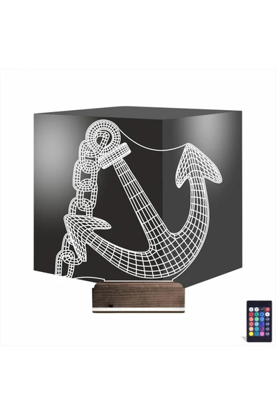 Kirppi 3d Lamba Denizci Çapa Kaptan V2 Masa Gece Lambası - 1