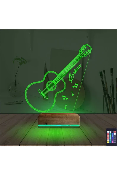 Kirppi 3d Lamba Klasik Gitar Müzik V1 Kişiye Özel Masa Gece Lambası - 6