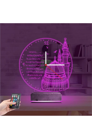 Kirppi 3d Saat Lamba Cami Ayetel Kürsi Masa Gece Lambası - 4
