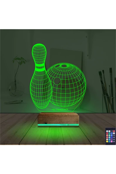 Kirppi 3d Lamba Bowling Topu Kişiye Özel Masa Gece Lambası - 6