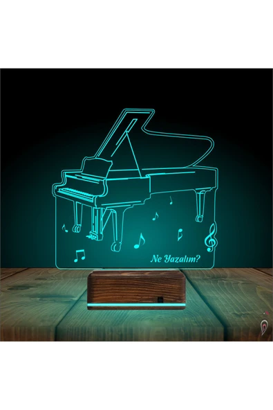 Kirppi 3d Lamba Piyano Müzik Piyanist Kişiye Özel Masa Gece Lambası-1 - 3