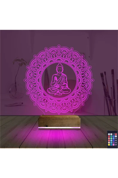 Kirppi 3d Lamba Mandala Yoga Masa Gece Lambası - 4