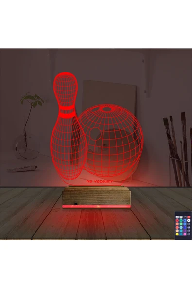 Kirppi 3d Lamba Bowling Topu Kişiye Özel Masa Gece Lambası - 7
