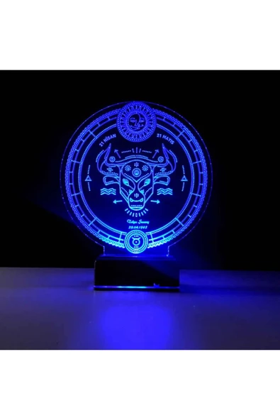 Kirppi 3d Lamba Astroloji Boğa Burcu Kişiye Özel Masa Gece Lambası - 6