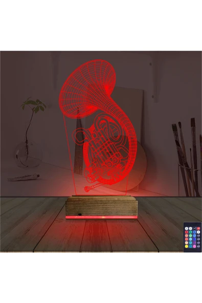 Kirppi 3d Lamba Korno Enstrüman Müzik Masa Gece Lambası - 7