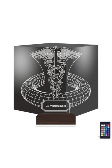 Kirppi 3d Lamba Doktor Hediye Tıp Logo Kişiye Özel Masa Gece Lambası - 1