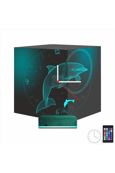 Kirppi 3d Saat Lamba Yunus Balığı V1 Masa Gece Lambası - 1