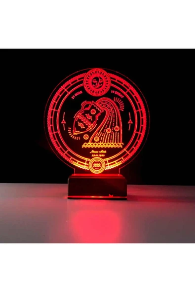 Kirppi 3d Lamba Astroloji Kova Burcu Kişiye Özel Masa Gece Lambası - 7