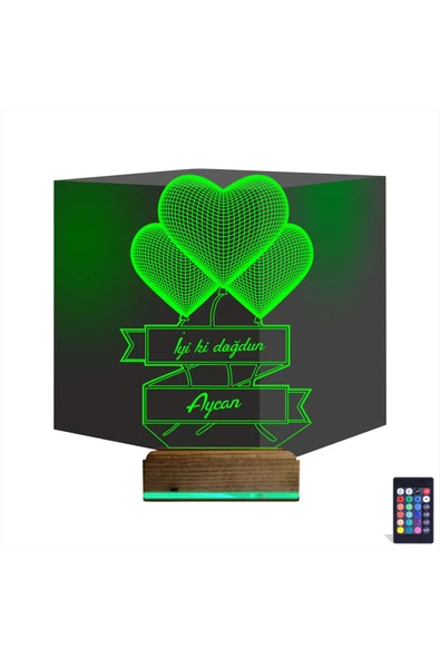 Kirppi 3d Lamba Kalp Sevgiliye Hediye V2 Kişiye Özel Masa Gece Lambası - 1