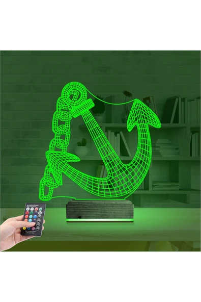 Kirppi 3d Lamba Denizci Çapa Kaptan V2 Masa Gece Lambası - 6