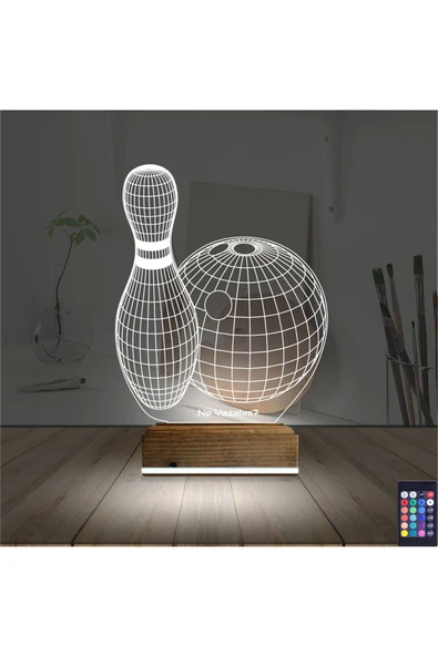 Kirppi 3d Lamba Bowling Topu Kişiye Özel Masa Gece Lambası - 2