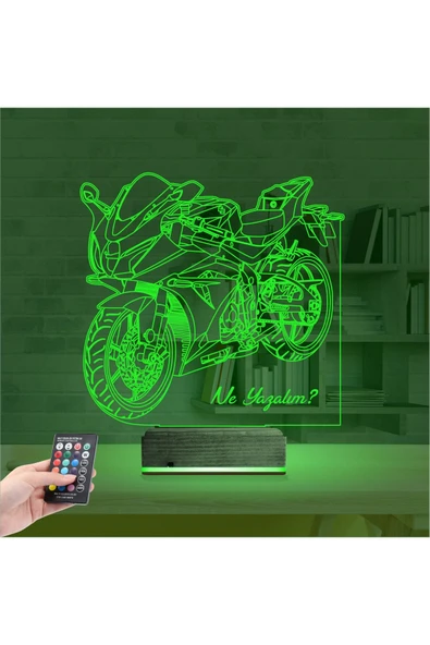 negelsin 3d Lamba Motorsiklet Yarış Motoru V2 Kişiye Özel Masa Gece Lambası - 6