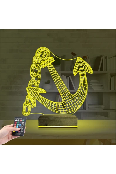 Kirppi 3d Lamba Denizci Çapa Kaptan V2 Masa Gece Lambası - 5