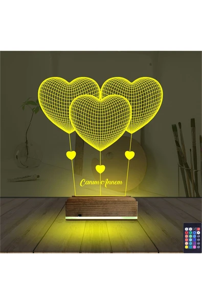 SerenityHaven 3d Lamba Kalp Sevgiliye Hediye V3 Kişiye Özel Masa Gece Lambası - 5