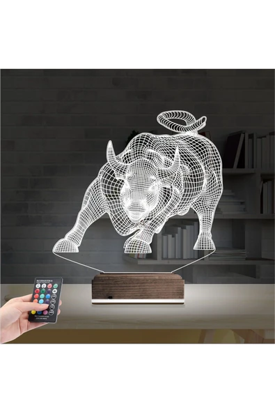 Kirppi 3d Lamba Boğa Burcu Masa Gece Lambası - 2