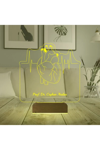 Kirppi 3d Lamba Kalp Cerrah Tıp Tasarım Doktora Hediye Kişiye Özel Masa Gece Lambası - 6