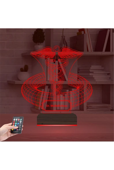 Kirppi 3d Lamba Doktor Hediye Tıp Logo Kişiye Özel Masa Gece Lambası - 5