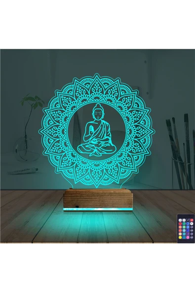 Kirppi 3d Lamba Mandala Yoga Masa Gece Lambası - 3