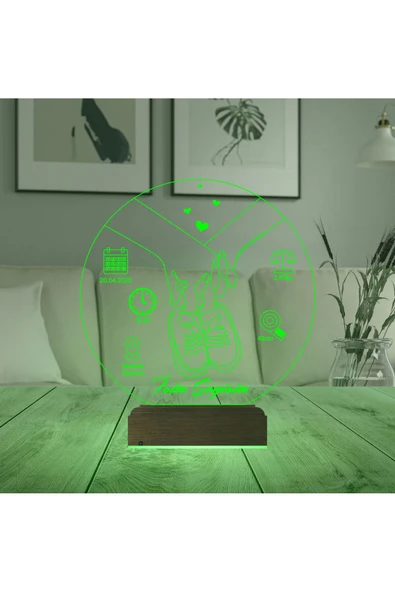 Kirppi 3d Lamba Yeni Doğan Bebek Hediye V1 Kişiye Özel Masa Gece Lambası - 7
